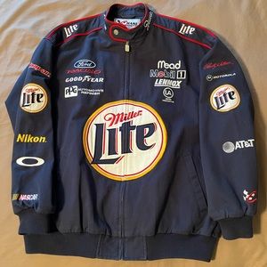 Vintage NASCAR Rusty Wallace Miller Lite zippered jacket size XL